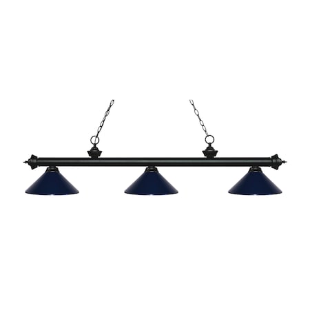 Z-Lite Riviera 3 Light Billiard Light, Matte Black & Navy Blue 200-3MB-MNB